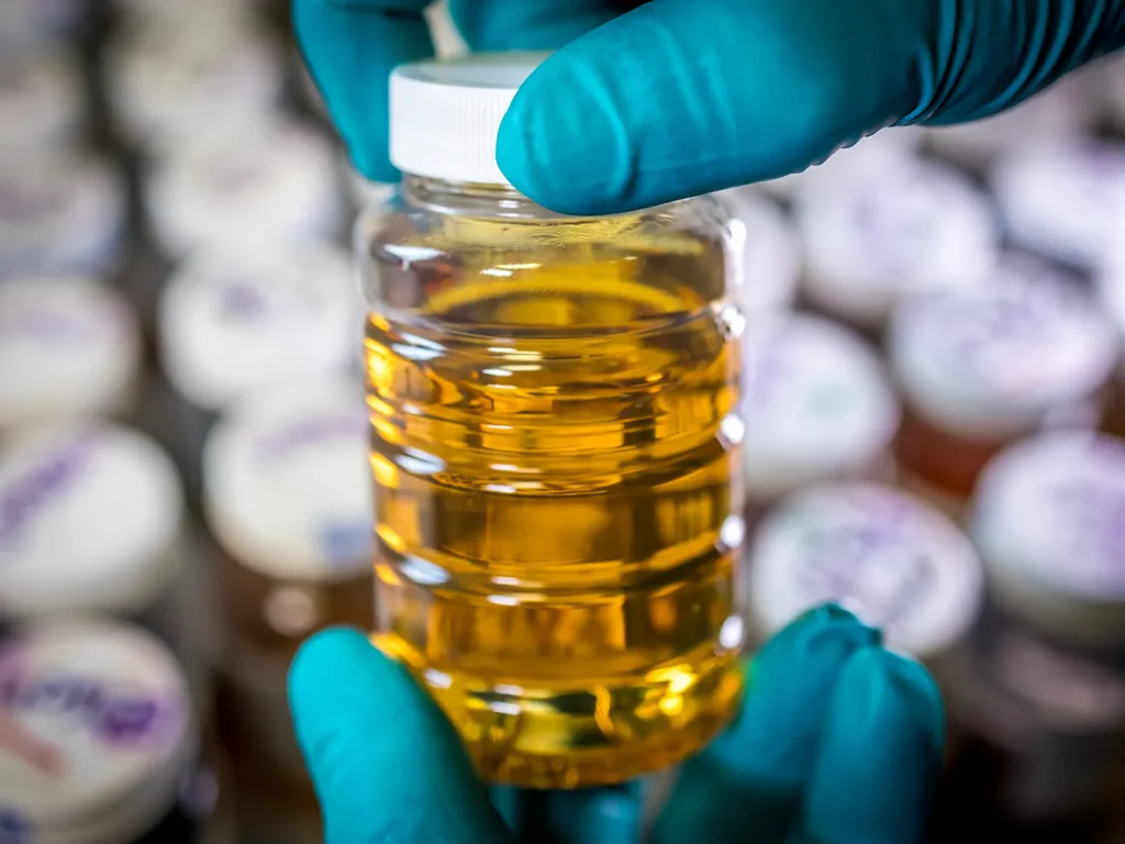 Échantillon d’huile pour analyse de lubrification industrielle